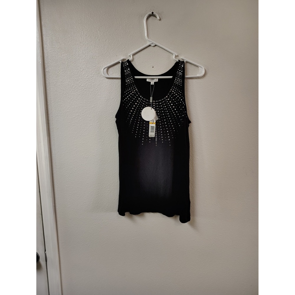 Joseph A Black Studded Rhinestone Tank Top Size S NWT Sparkle Sleeveless